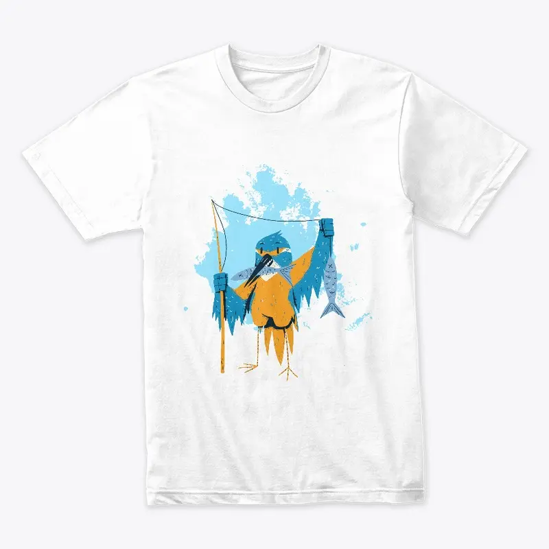 Orange  Blue White Kingfisher T-Shirt